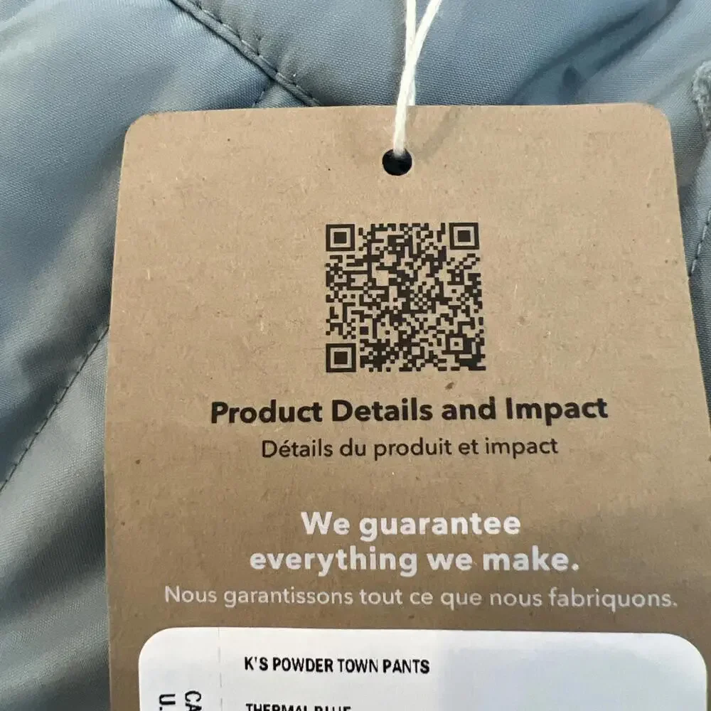 $169 Patagonia Powdertown Snow Pants Thermal Blue Size Small (7-8 )